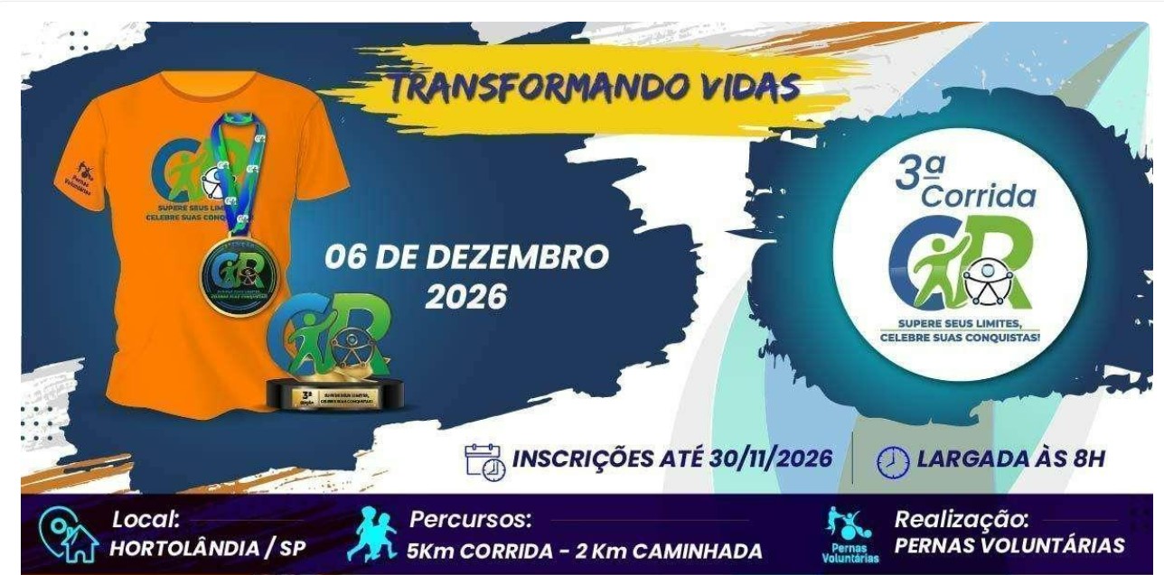 Banner da prova 3º Corrida Supere seus Limites, Celebre suas Conquistas