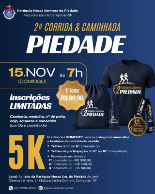 Banner da prova 2º Corrida e Caminhada da Piedade