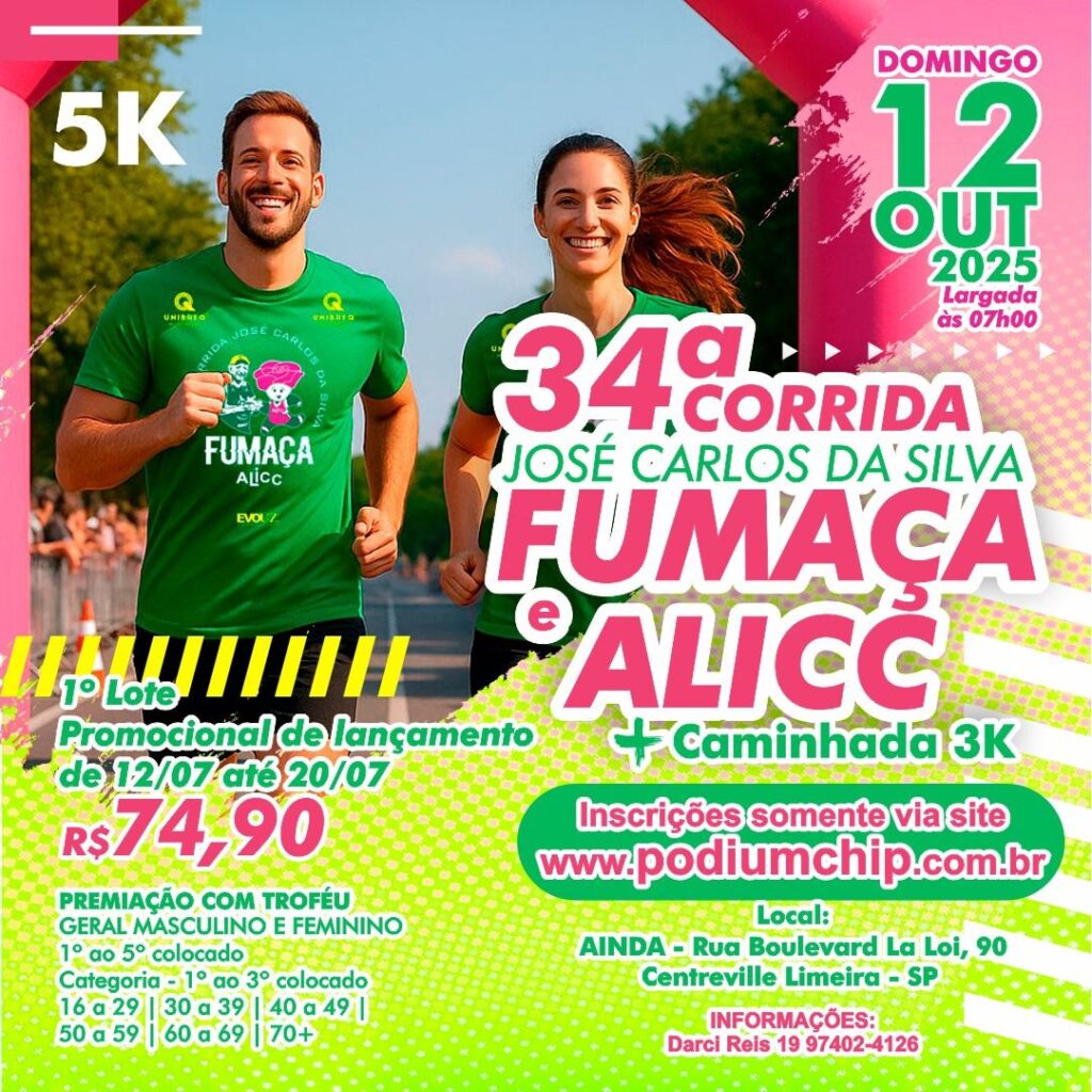 Banner da prova Corrida José Carlos da Silva Fumaça e Alicc- Limeira