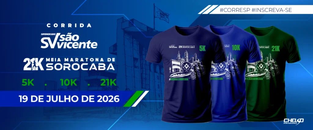 Banner da prova Corrida São Vicente Meia Maratona de Sorocaba