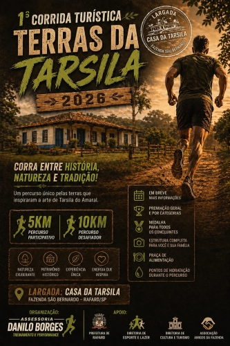 Banner da prova 1º Edição da Corrida Turistica Terras da Tarsila- Rafard