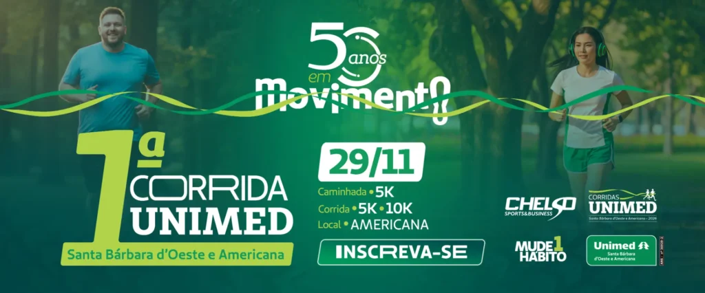 Banner da prova 1º Corrida Unimed- Americana