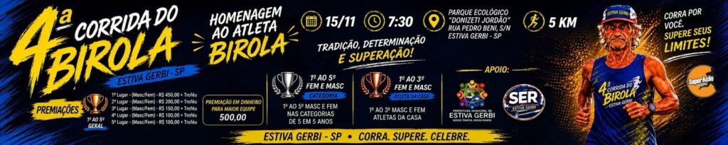 Banner da prova 4º Corrida do Birola- Estiva Gerbi