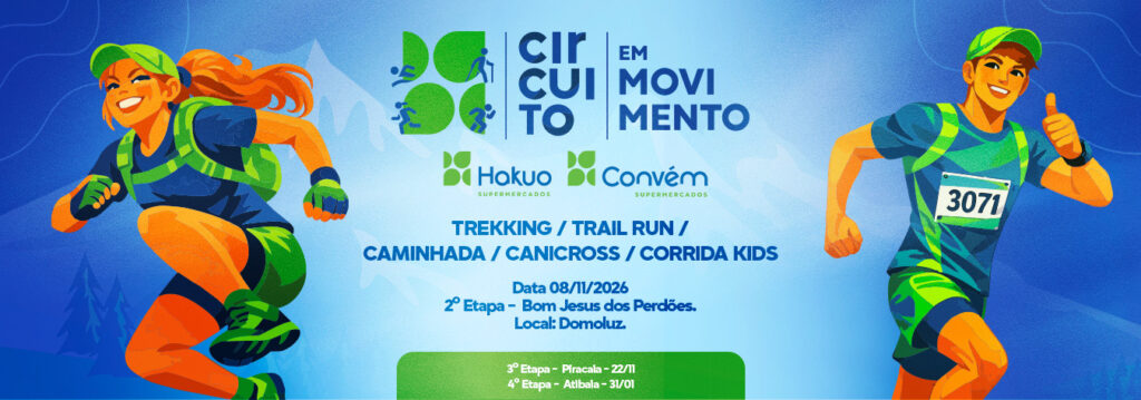 Banner da prova Circuito em Movimento- Bom Jesus dos Perdões